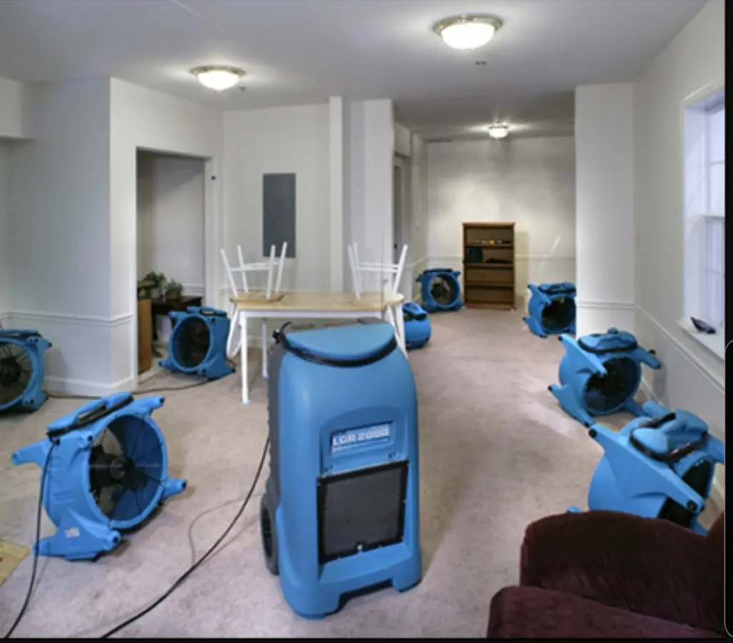 Air movers and dehumidifier setup for Water Damage Restoration in Truth or Consequences